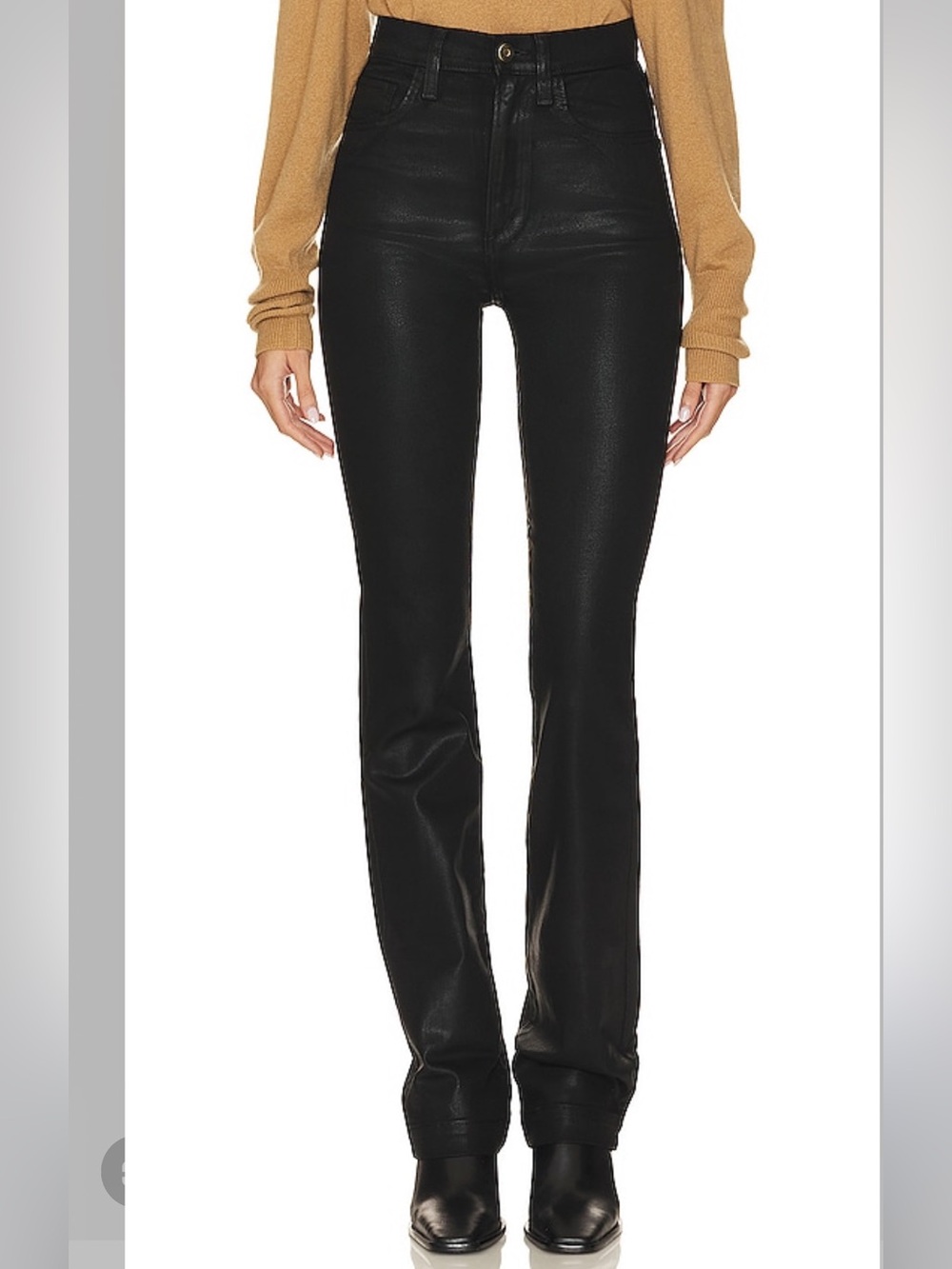 Favorite Daughter Coated Black Obsidian Valentina High Rise Bootcut Jeans Sz. 24